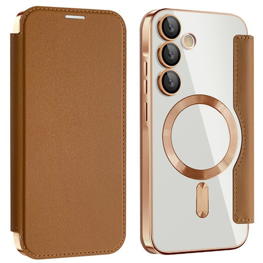 MagSafe pouzdro pro Samsung Galaxy A55 5G A556, Techsuit, SmartMag Book, Hnědá
