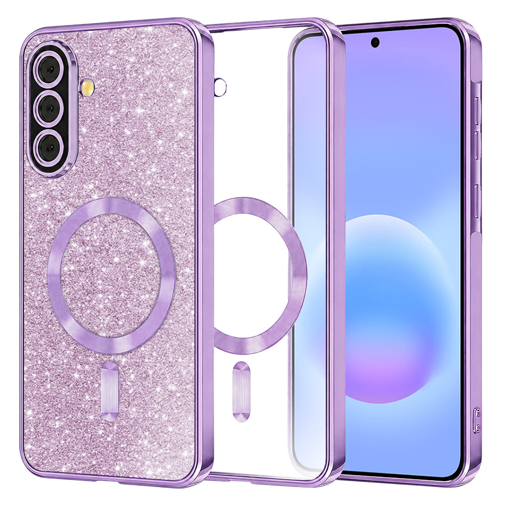 MagSafe pouzdro pro Samsung Galaxy A57 5G, Techsuit, Luxury Glitter, Světle fialové