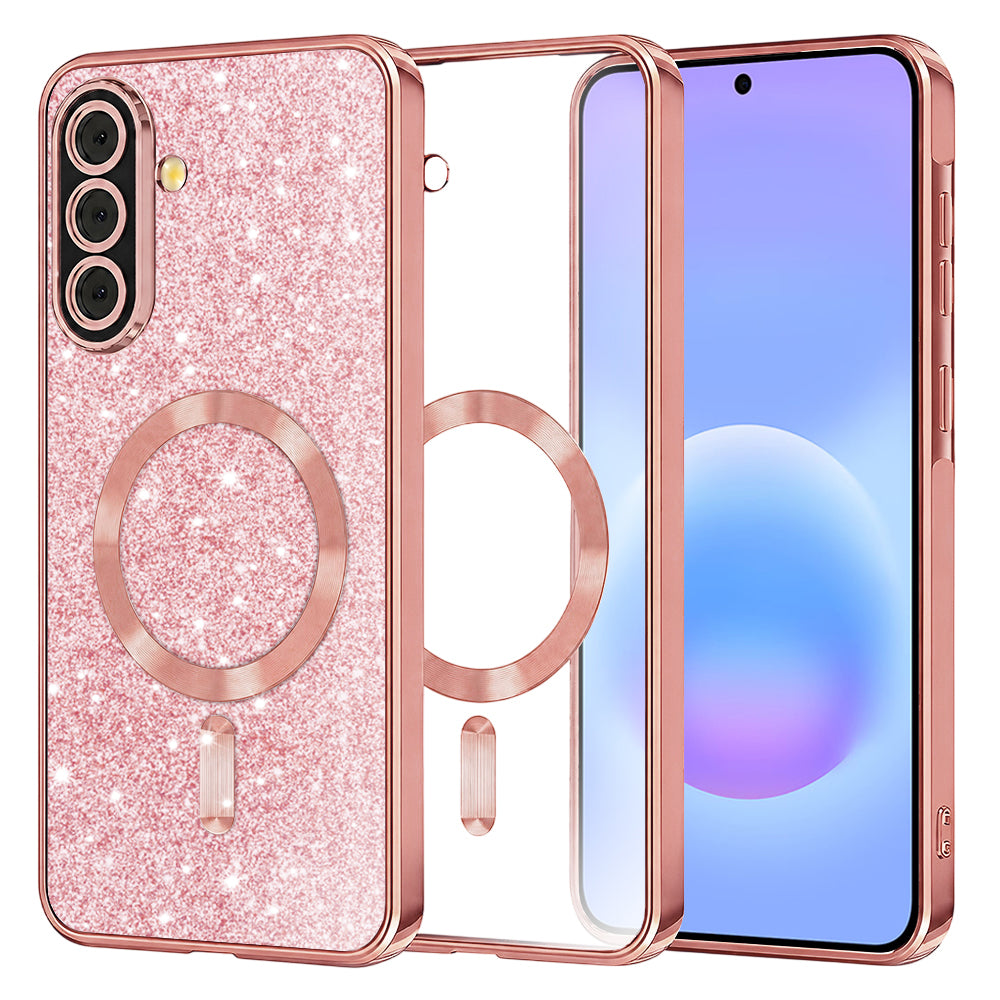 MagSafe pouzdro pro Samsung Galaxy A57 5G, Techsuit, Luxury Glitter, Růžovo-zlaté
