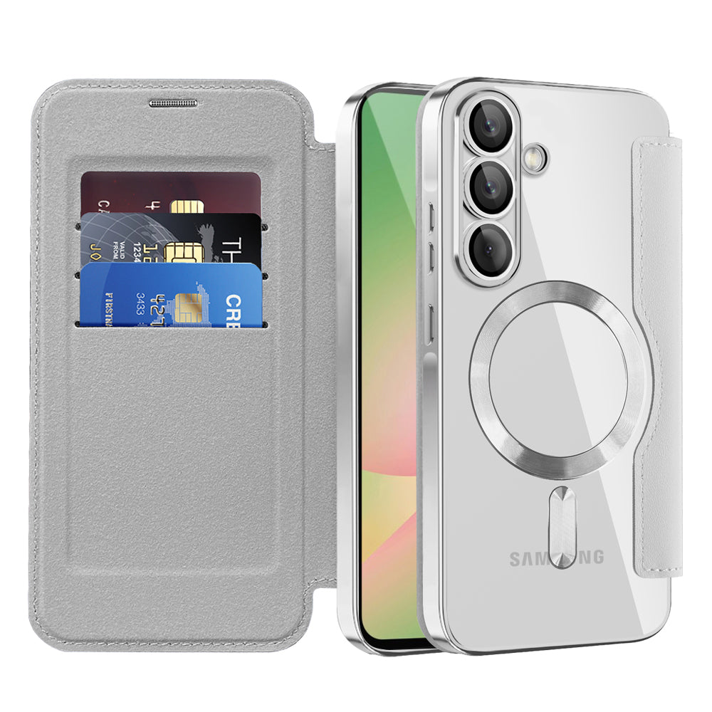 Pouzdro MagSafe pro Samsung Galaxy A57 5G, Techsuit, SmartMag Book, Šedé