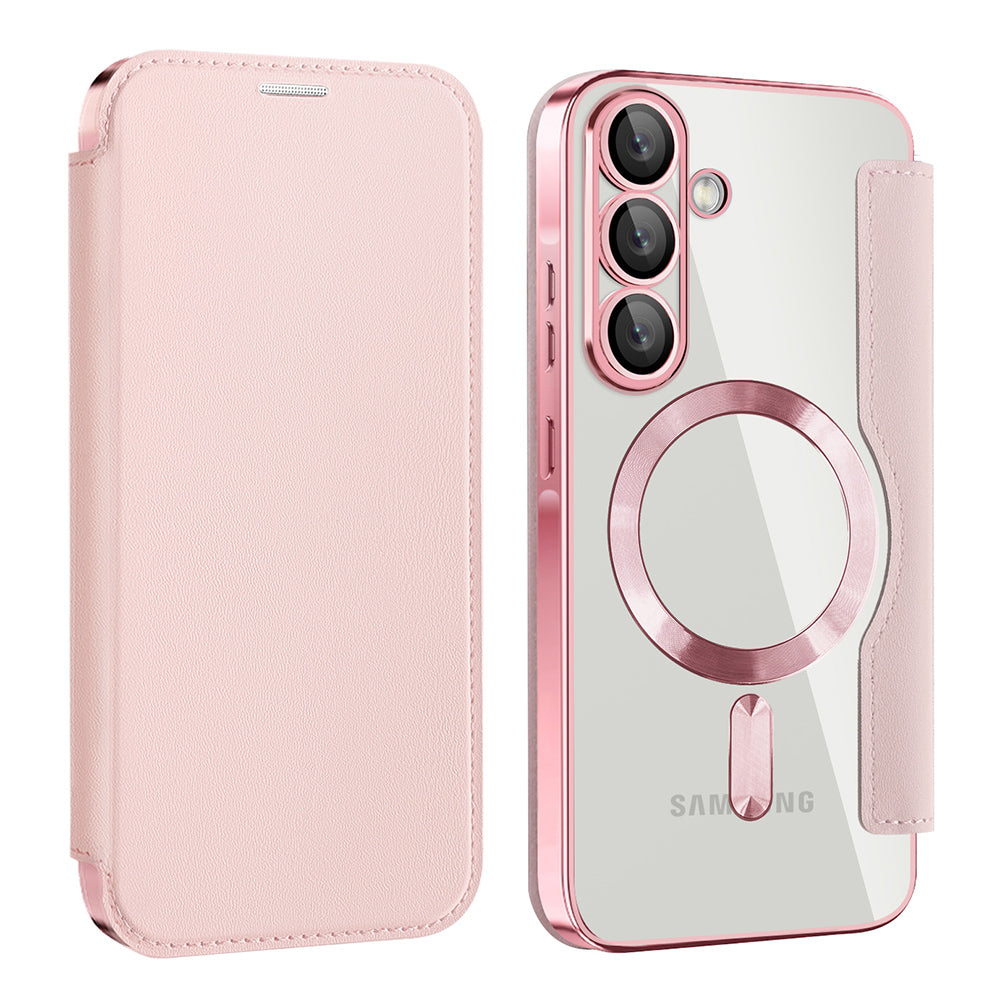 Pouzdro MagSafe pro Samsung Galaxy A57 5G, Techsuit, SmartMag Book, Růžová