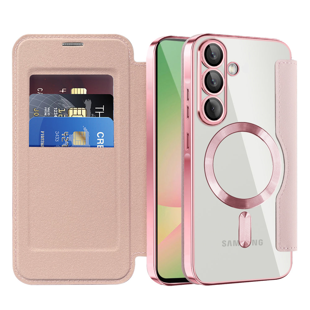 Pouzdro MagSafe pro Samsung Galaxy A57 5G, Techsuit, SmartMag Book, Růžová