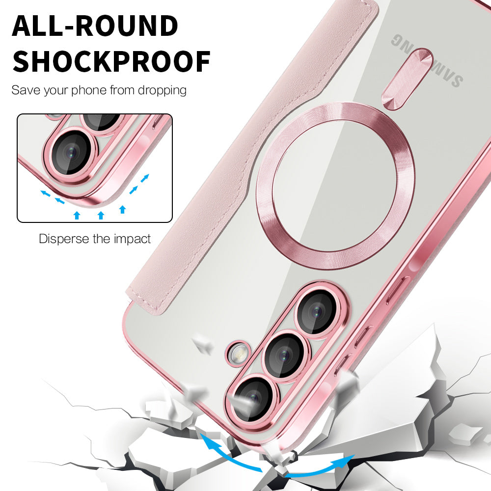 Pouzdro MagSafe pro Samsung Galaxy A57 5G, Techsuit, SmartMag Book, Růžová