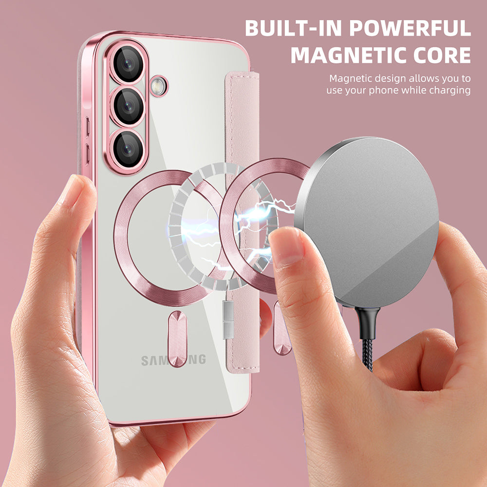 Pouzdro MagSafe pro Samsung Galaxy A57 5G, Techsuit, SmartMag Book, Růžová