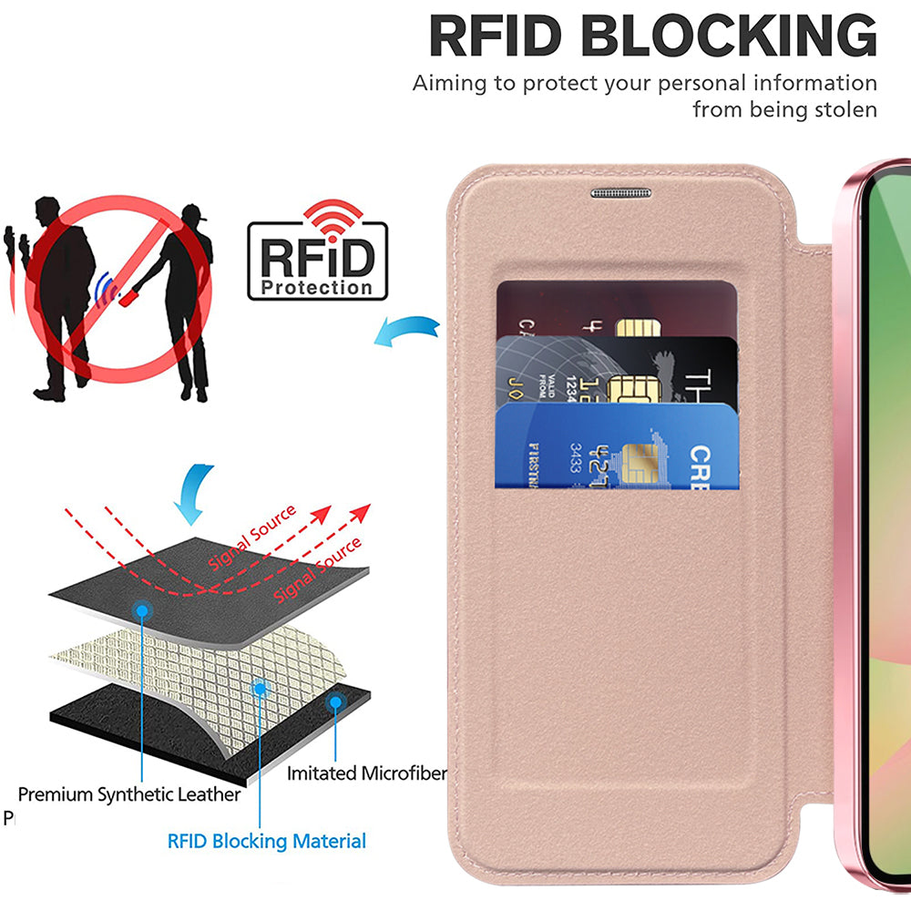 Pouzdro MagSafe pro Samsung Galaxy A57 5G, Techsuit, SmartMag Book, Růžová