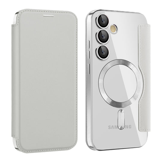 MagSafe pouzdro pro Samsung Galaxy S23 FE S711, Techsuit, SmartMag Book, Šedé