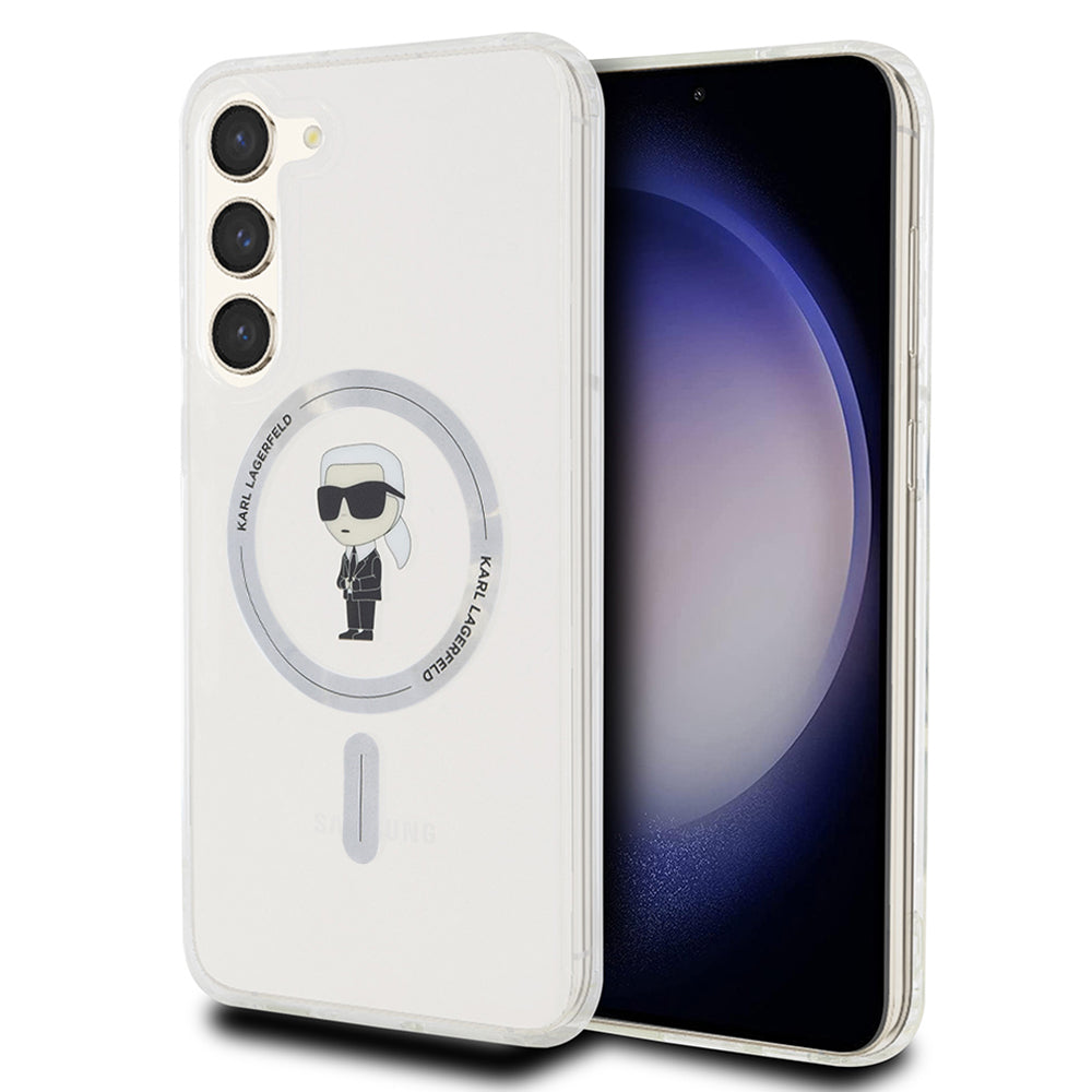 Pouzdro MagSafe pro Samsung Galaxy S23+ S916, Karl Lagerfeld, IML Ikonik Karl, Průhledné
