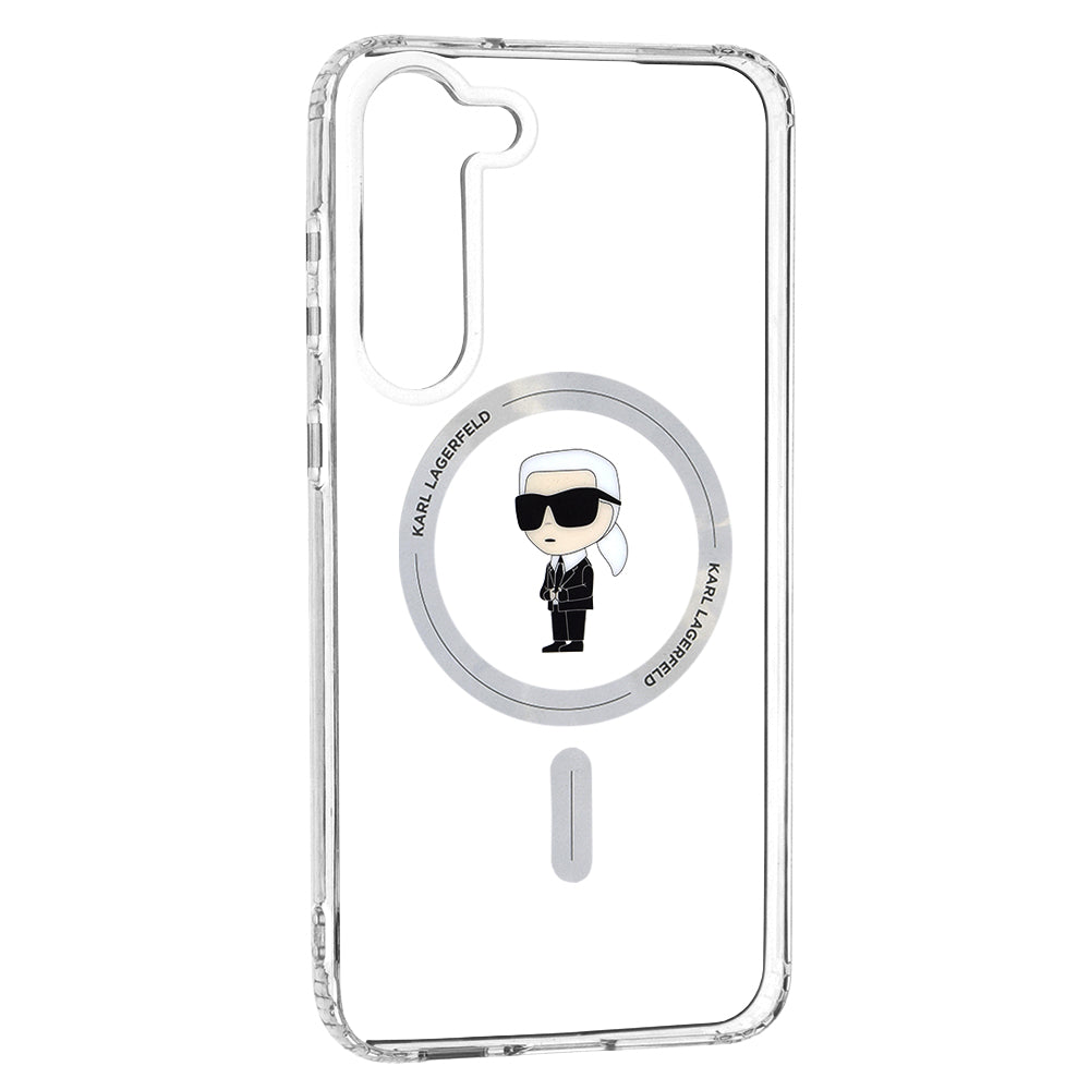 Pouzdro MagSafe pro Samsung Galaxy S23+ S916, Karl Lagerfeld, IML Ikonik Karl, Průhledné