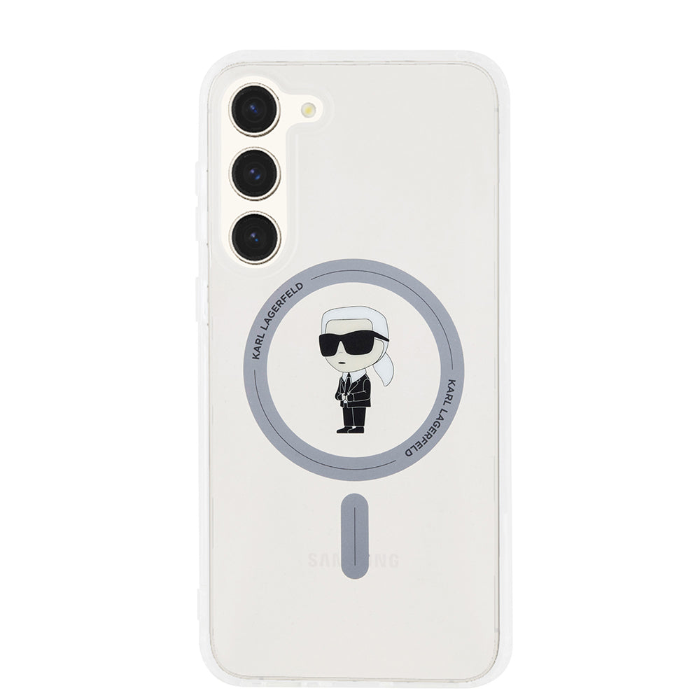 Pouzdro MagSafe pro Samsung Galaxy S23+ S916, Karl Lagerfeld, IML Ikonik Karl, Průhledné
