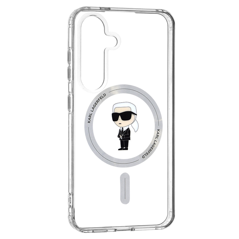 Pouzdro MagSafe pro Samsung Galaxy S24 S921, Karl Lagerfeld, IML Ikonik Karl, Průhledné
