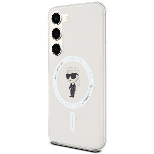 Pouzdro MagSafe pro Samsung Galaxy S24 S921, Karl Lagerfeld, IML Ikonik Karl, Průhledné