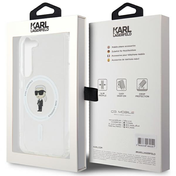 Pouzdro MagSafe pro Samsung Galaxy S24 S921, Karl Lagerfeld, IML Ikonik Karl, Průhledné