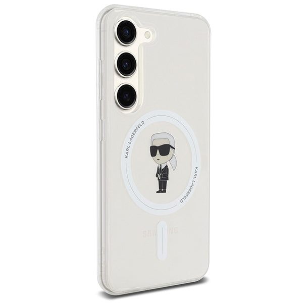 Pouzdro MagSafe pro Samsung Galaxy S24 S921, Karl Lagerfeld, IML Ikonik Karl, Průhledné