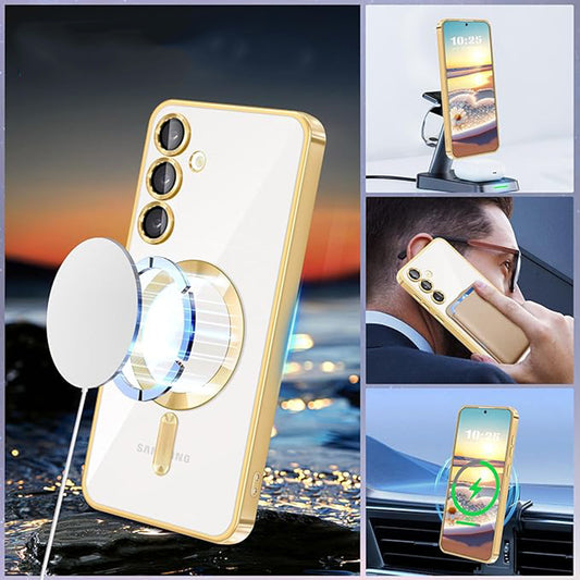 MagSafe pouzdro pro Samsung Galaxy S24 S921, Techsuit, Luxury Crystal, Zlaté