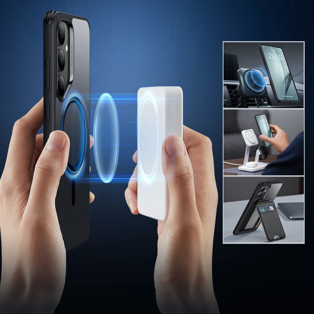Pouzdro MagSafe pro Samsung Galaxy S25+ S936, ESR, Classic Hybrid, Černé Průhledné