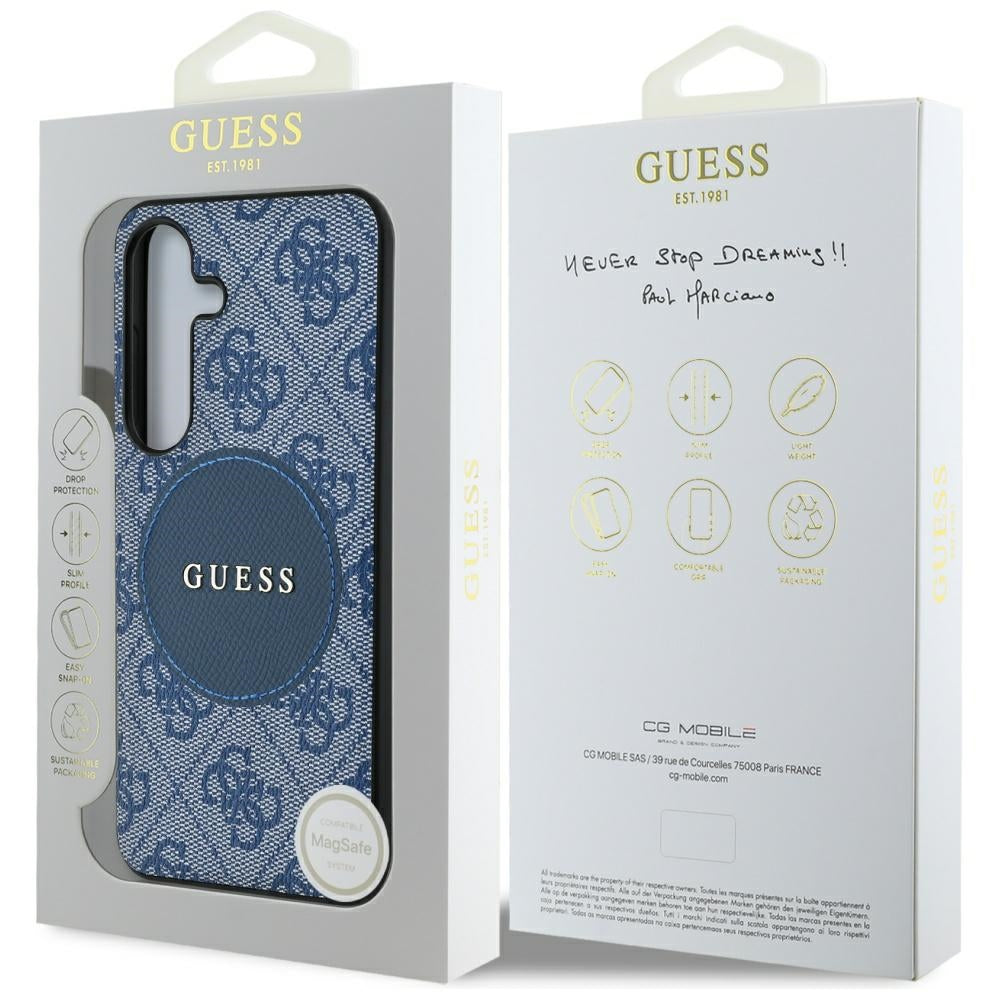 Pouzdro MagSafe pro Samsung Galaxy S25+ S936, Guess, 4G Circle Classic Logo, Modrá