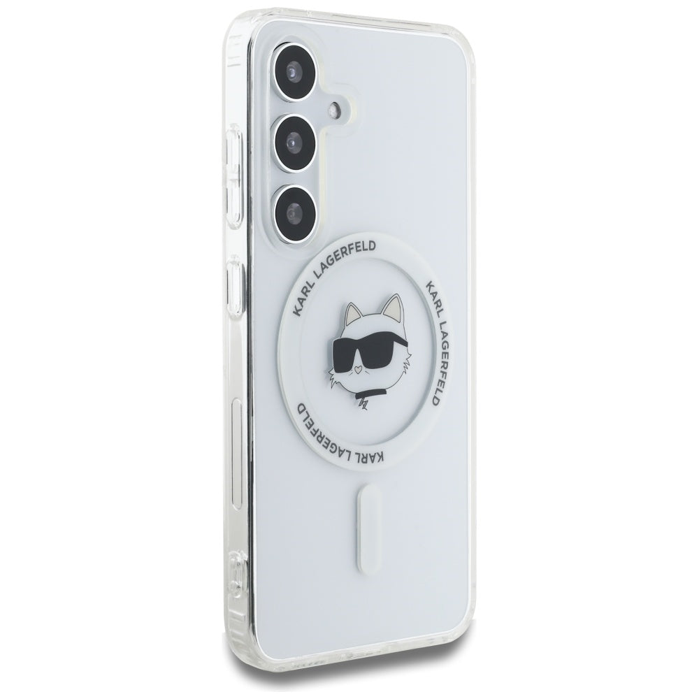 Pouzdro MagSafe pro Samsung Galaxy S25+ S936, Karl Lagerfeld, IML Choupette's Head, Bílá