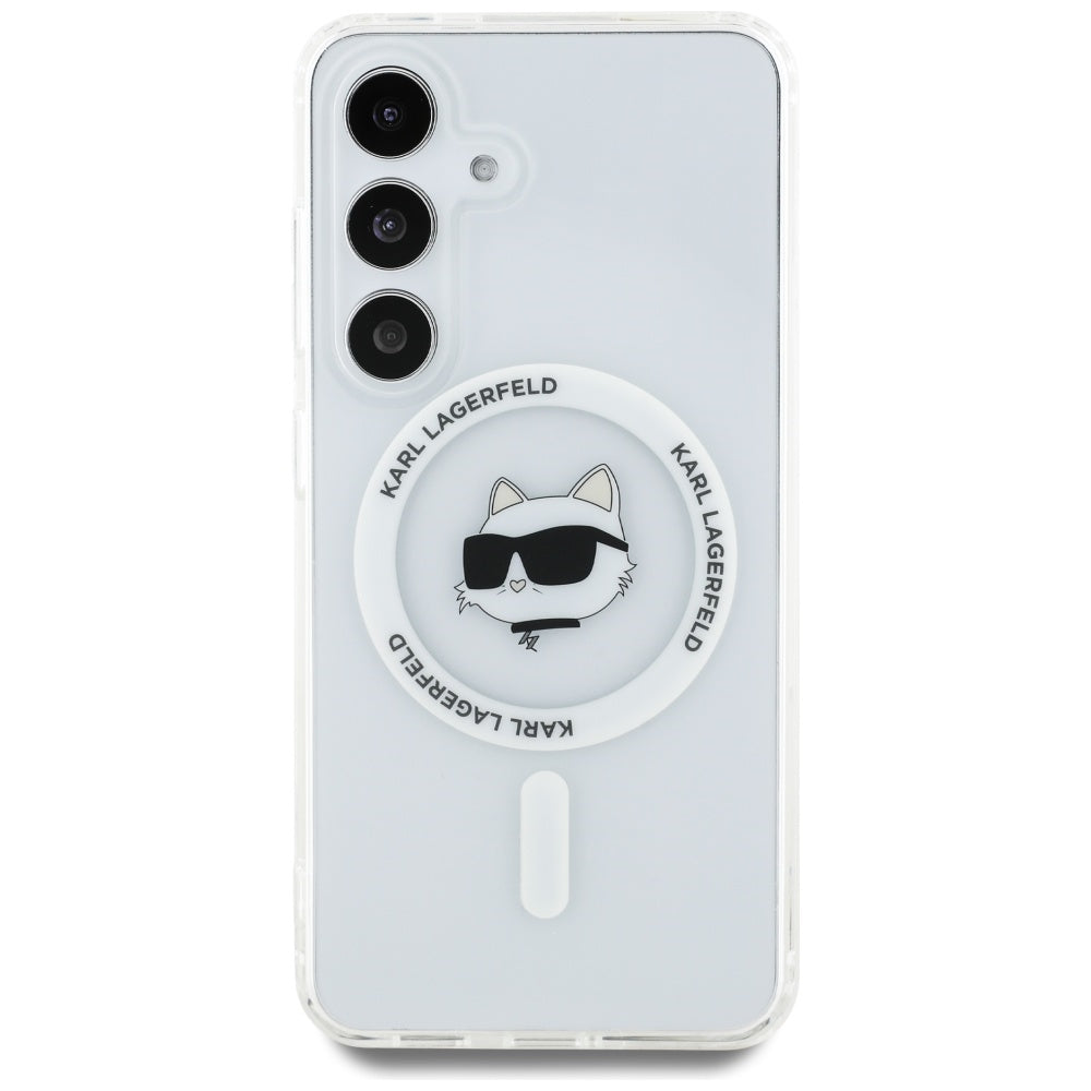 Pouzdro MagSafe pro Samsung Galaxy S25+ S936, Karl Lagerfeld, IML Choupette's Head, Bílá