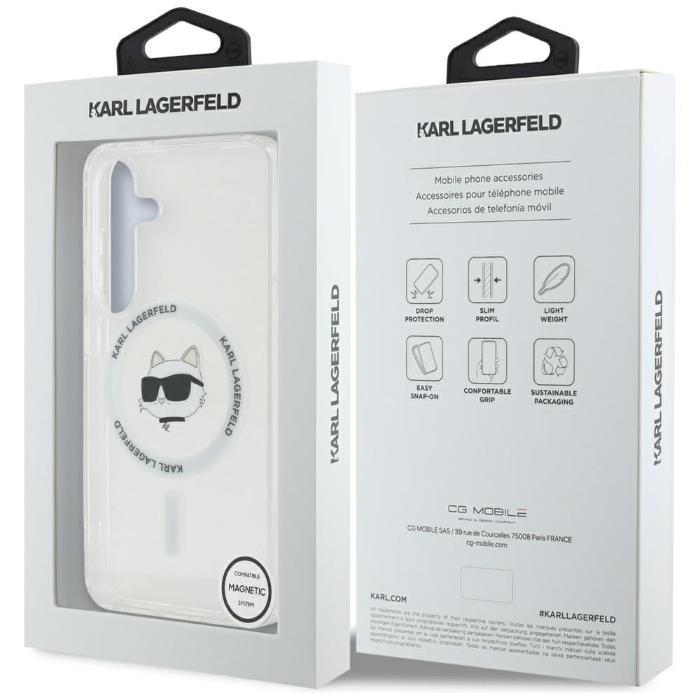 Pouzdro MagSafe pro Samsung Galaxy S25+ S936, Karl Lagerfeld, IML Choupette's Head, Bílá