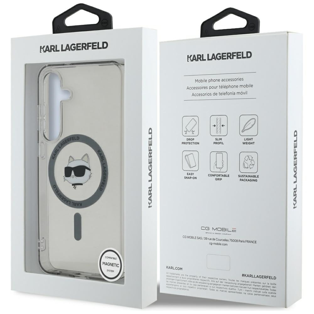 Pouzdro MagSafe pro Samsung Galaxy S25+ S936, Karl Lagerfeld, IML Choupette's Head, Černá