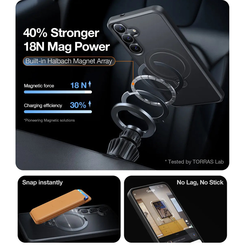 Pouzdro MagSafe pro Samsung Galaxy S25+ S936, Torras, Ostand Spin, Černá