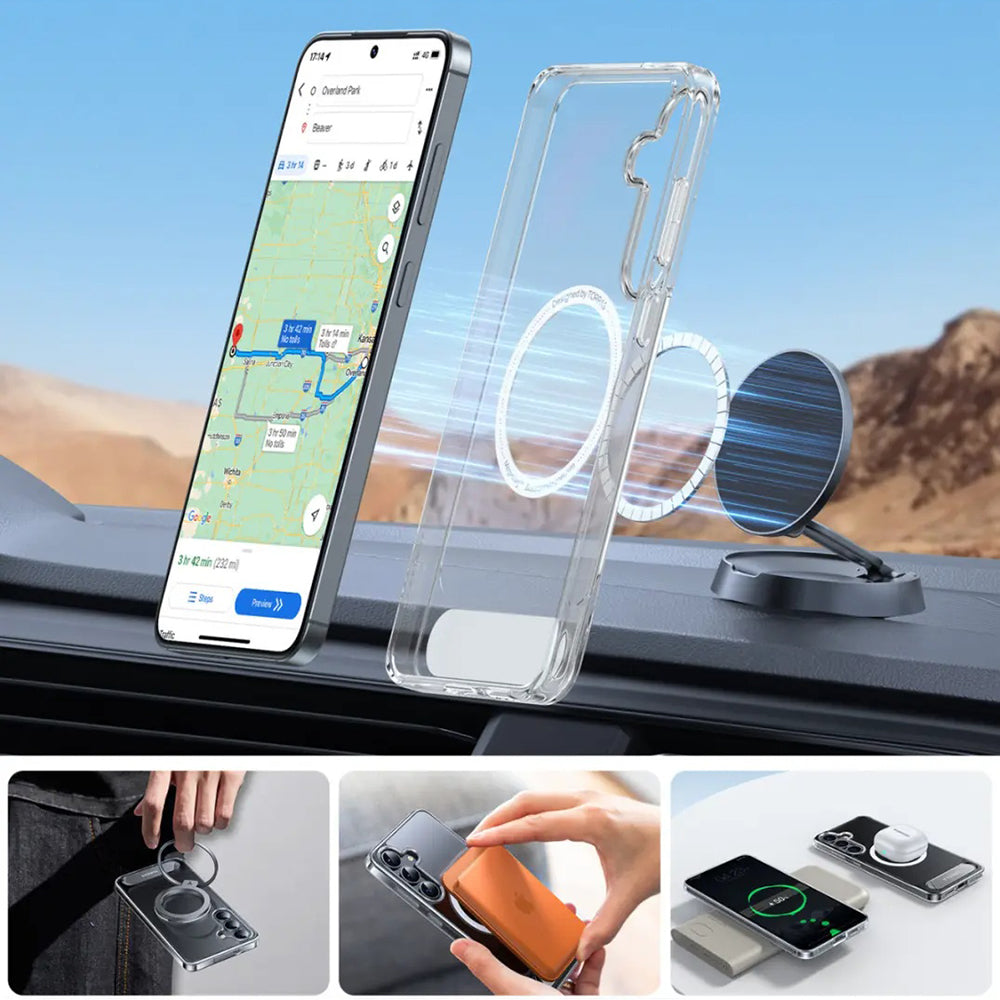 Pouzdro MagSafe pro Samsung Galaxy S25+ S936, Torras, Pstand, Průhledné