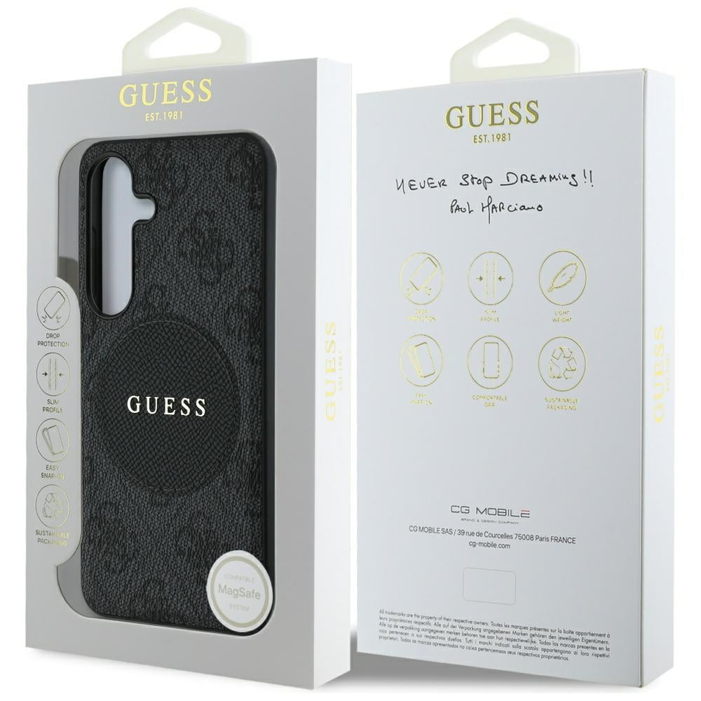 Pouzdro MagSafe pro Samsung Galaxy S25 S931, Guess, 4G Circle Classic Logo, Černá