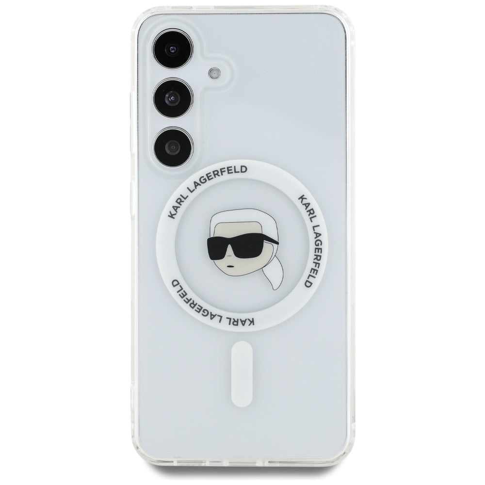 Pouzdro MagSafe pro Samsung Galaxy S25 S931, Karl Lagerfeld, IML Karl's Head, Bílá