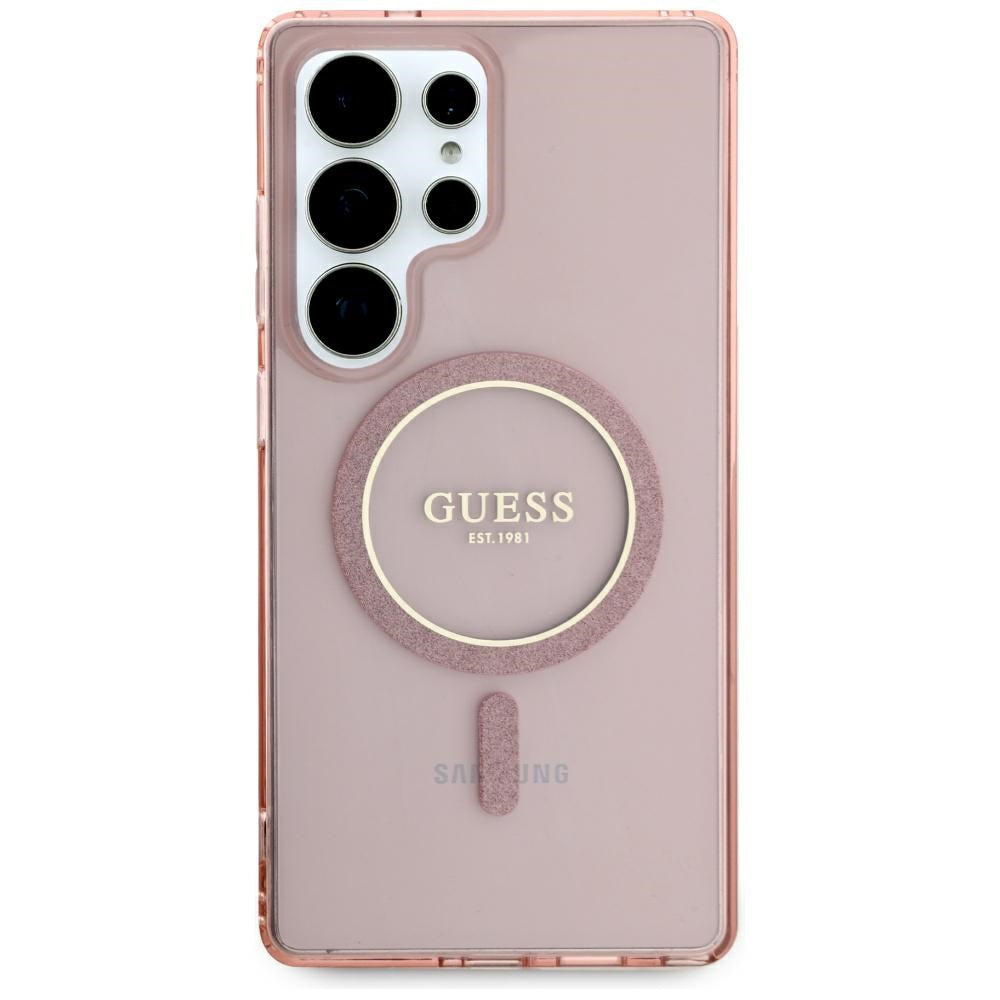 Pouzdro MagSafe pro Samsung Galaxy S25 Ultra S938, Guess, IML Glitter Circle, Růžové