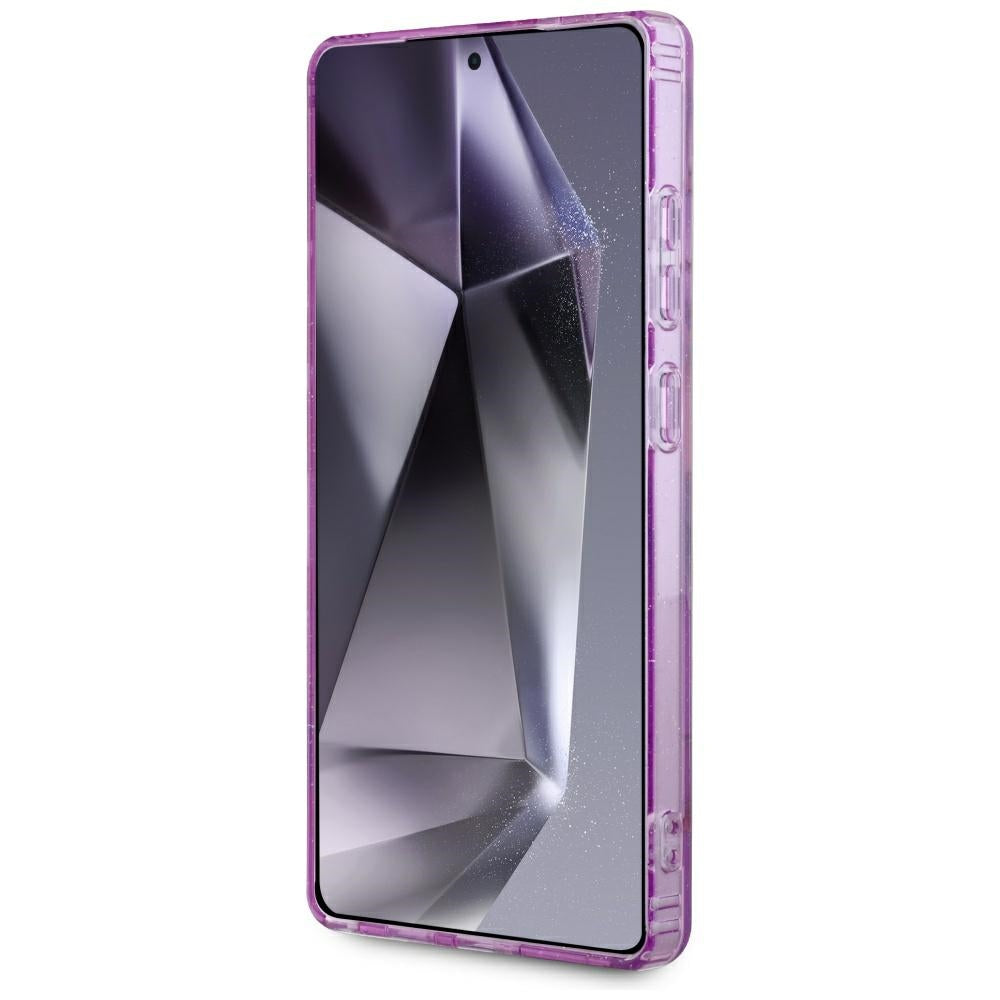 Pouzdro MagSafe pro Samsung Galaxy S25 Ultra S938, Guess, IML Metal Glitter Flowers Triangle, Fialová