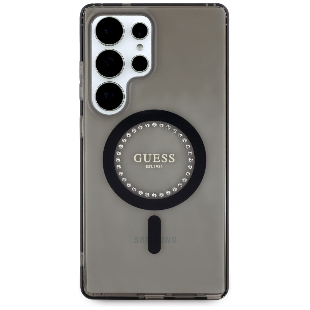 Pouzdro MagSafe pro Samsung Galaxy S25 Ultra S938, Guess, IML Rhinestone, Černá