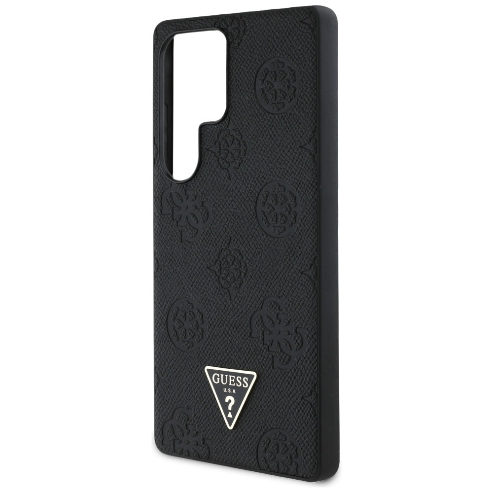 Pouzdro MagSafe pro Samsung Galaxy S25 Ultra S938, Guess, Peony Grained Hot Stamp Triangle, Černá