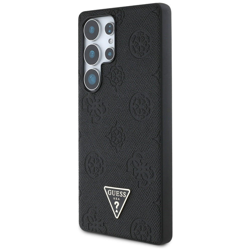 Pouzdro MagSafe pro Samsung Galaxy S25 Ultra S938, Guess, Peony Grained Hot Stamp Triangle, Černá