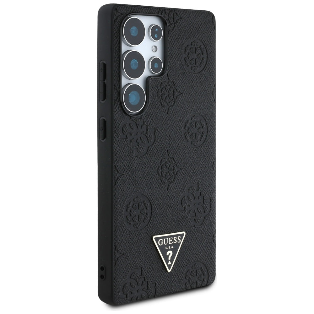 Pouzdro MagSafe pro Samsung Galaxy S25 Ultra S938, Guess, Peony Grained Hot Stamp Triangle, Černá