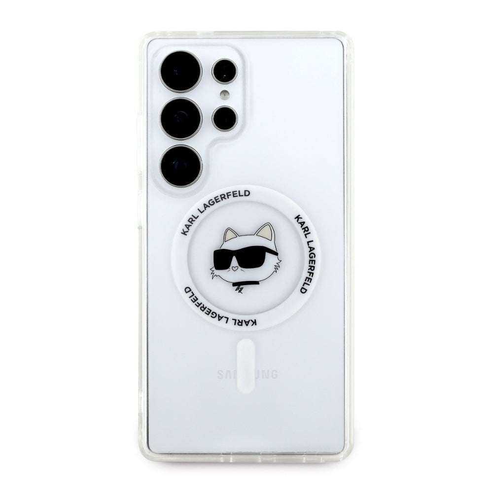 Pouzdro MagSafe pro Samsung Galaxy S25 Ultra S938, Karl Lagerfeld, IML Choupette's Head, Bílá.