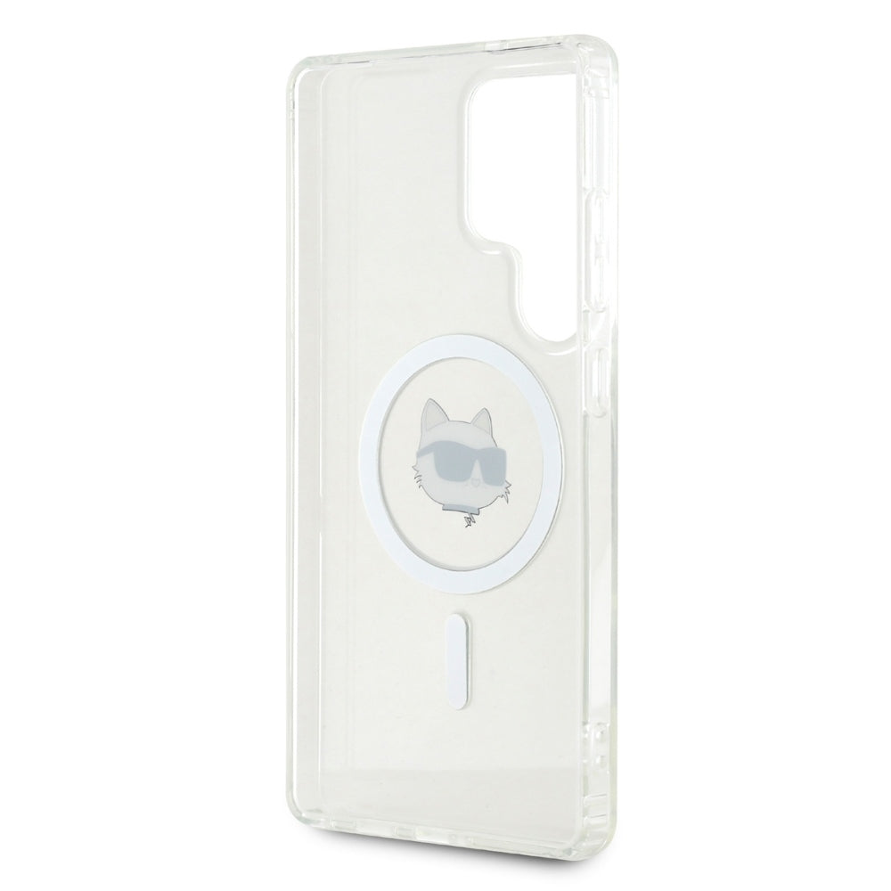 Pouzdro MagSafe pro Samsung Galaxy S25 Ultra S938, Karl Lagerfeld, IML Choupette's Head, Bílá.