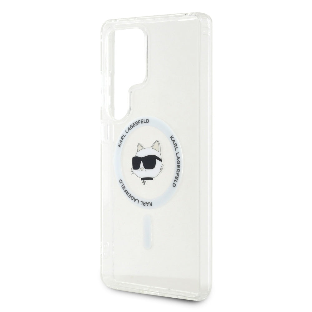 Pouzdro MagSafe pro Samsung Galaxy S25 Ultra S938, Karl Lagerfeld, IML Choupette's Head, Bílá.