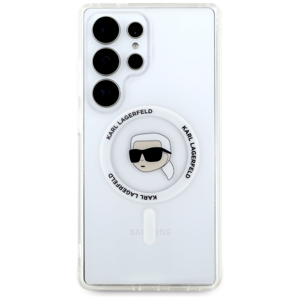 Pouzdro MagSafe pro Samsung Galaxy S25 Ultra S938, Karl Lagerfeld, IML Karl's Head, Bílá