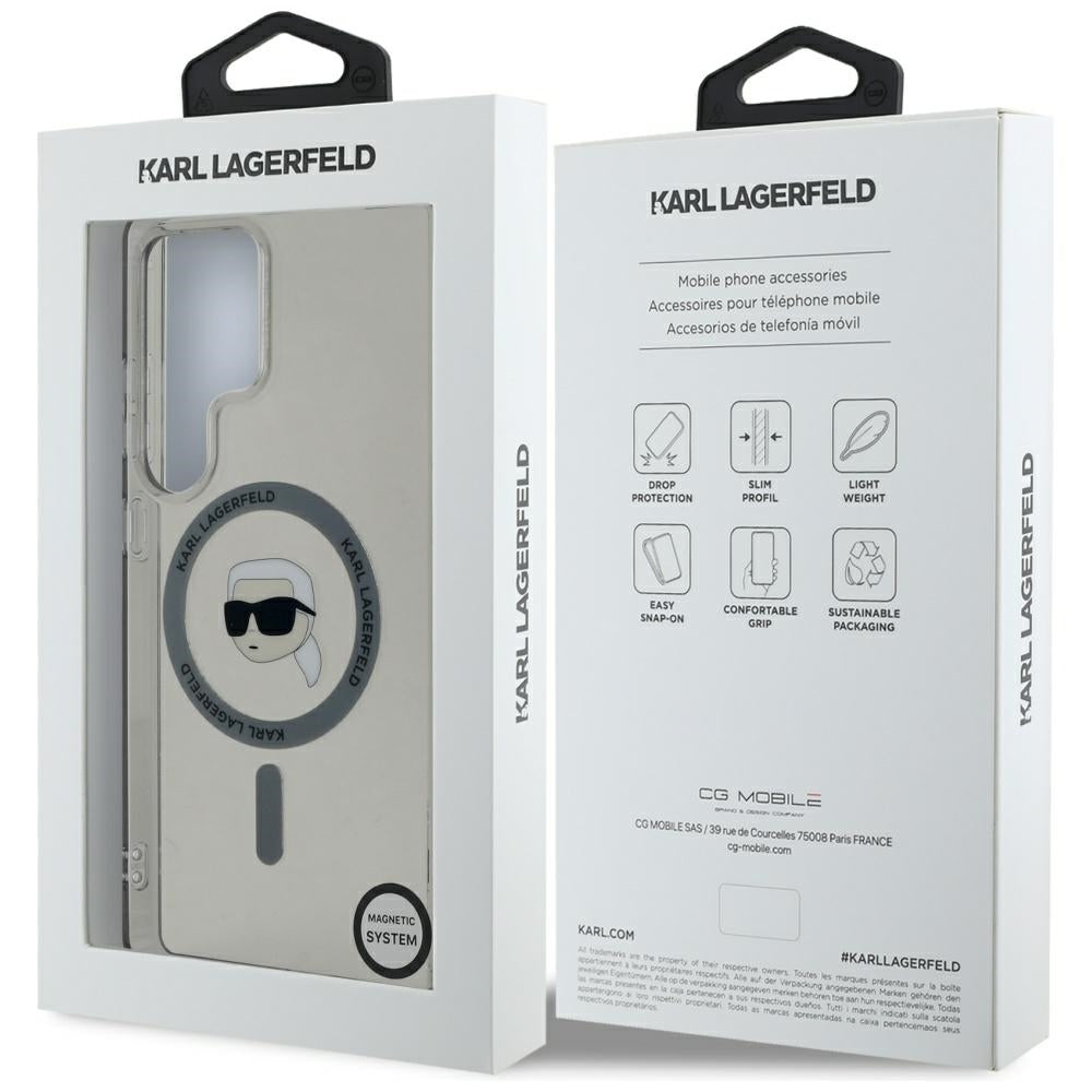 Pouzdro MagSafe pro Samsung Galaxy S25 Ultra S938, Karl Lagerfeld, IML Karl's Head, Černá