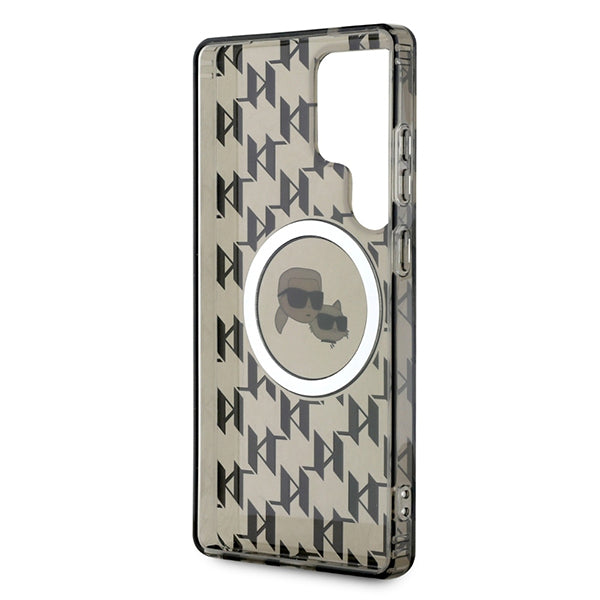 Pouzdro MagSafe pro Samsung Galaxy S25 Ultra S938, Karl Lagerfeld, IML Monogram Karl & Choupette's Heads, Černá