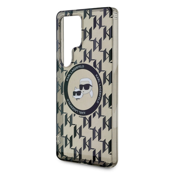 Pouzdro MagSafe pro Samsung Galaxy S25 Ultra S938, Karl Lagerfeld, IML Monogram Karl & Choupette's Heads, Černá