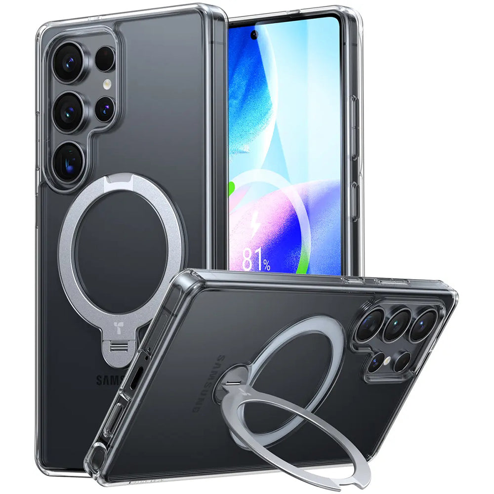 Pouzdro MagSafe pro Samsung Galaxy S25 Ultra S938, Torras, Ostand Spin, Průhledné