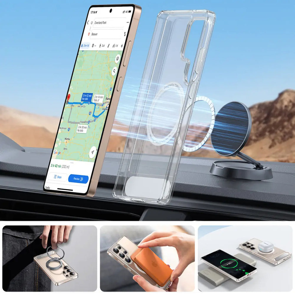 Pouzdro MagSafe pro Samsung Galaxy S25 Ultra S938, Torras, Pstand, Průhledné