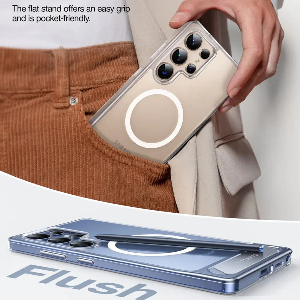 Pouzdro MagSafe pro Samsung Galaxy S25 Ultra S938, Torras, Pstand, Průhledné