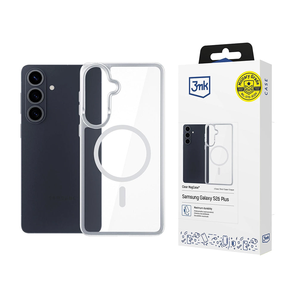 Pouzdro MagSafe pro Samsung Galaxy S26 Plus S947, 3MK, Armor MagCase, Průhledné