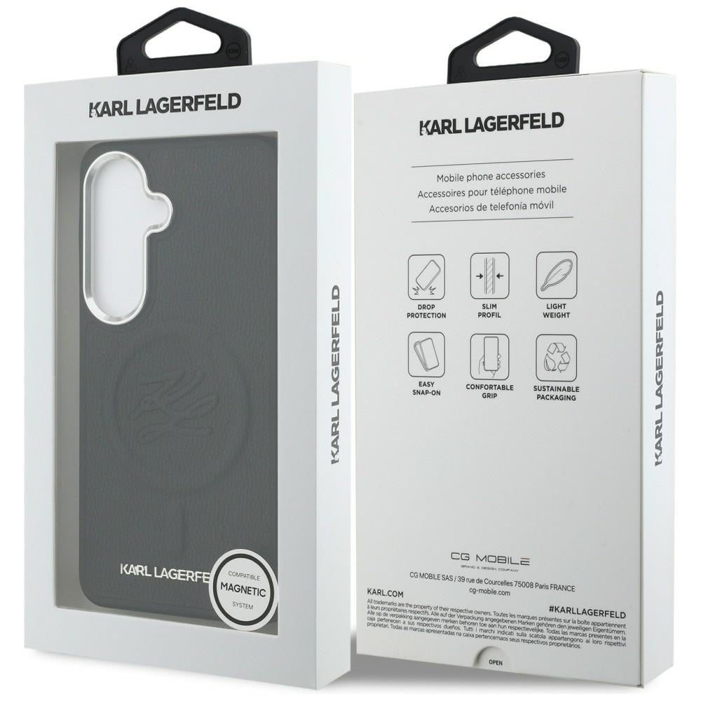 Pouzdro MagSafe pro Samsung Galaxy S26 Plus S947, Karl Lagerfeld, Initial Logo Debossed, Černá