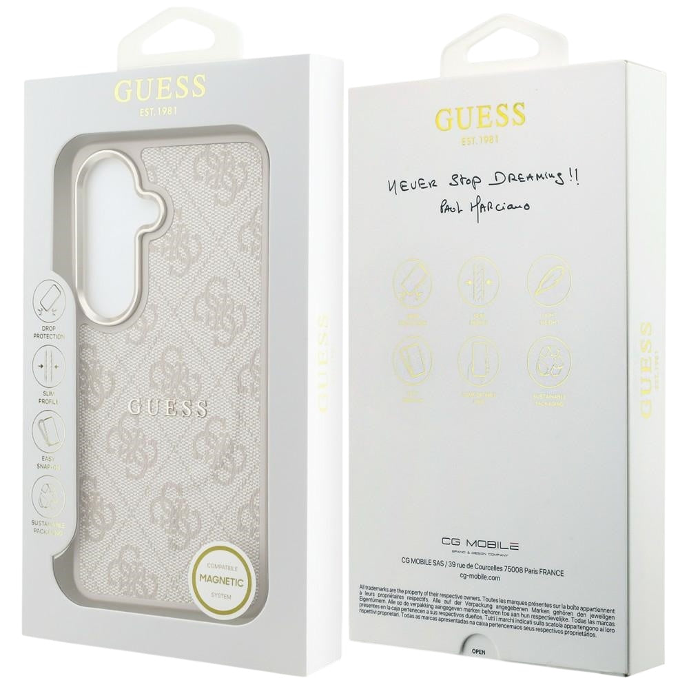 Pouzdro MagSafe pro Samsung Galaxy S26 S942, Guess, 4G Embossed Ring, Růžové