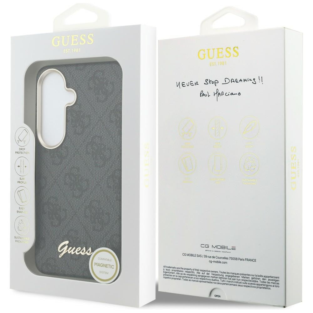 Pouzdro MagSafe pro Samsung Galaxy S26 S942, Guess, 4G Script Logo, Černá