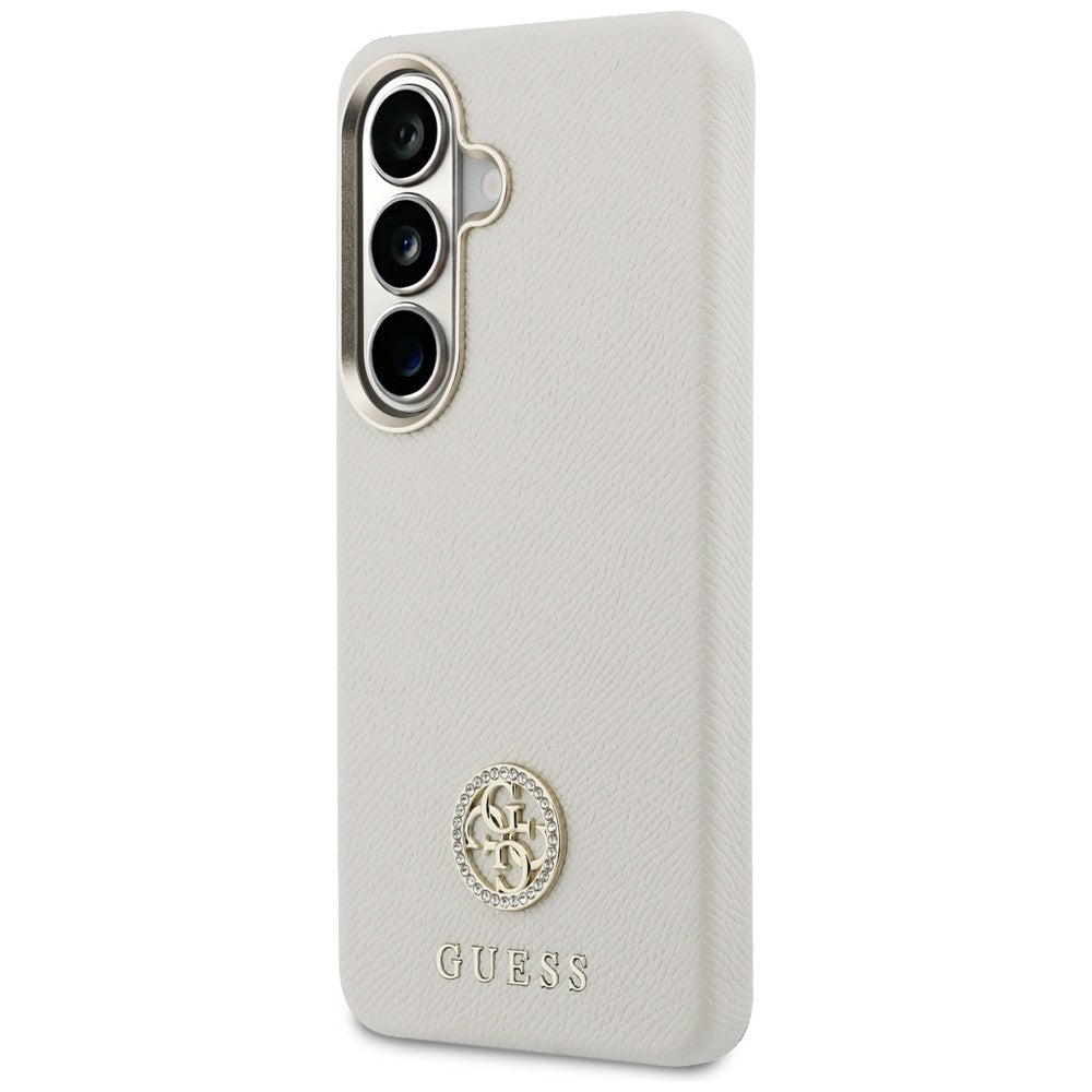 Pouzdro MagSafe pro Samsung Galaxy S26 S942, Guess, Rhinestone Round Logo, Béžová