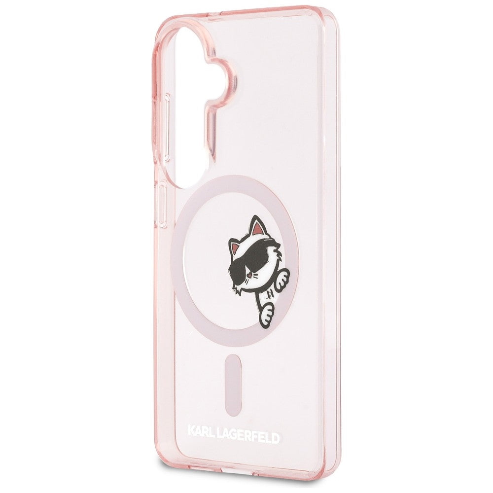 Pouzdro MagSafe pro Samsung Galaxy S26 S942, Karl Lagerfeld, IML Choupette Peekaboo Logo, Růžové